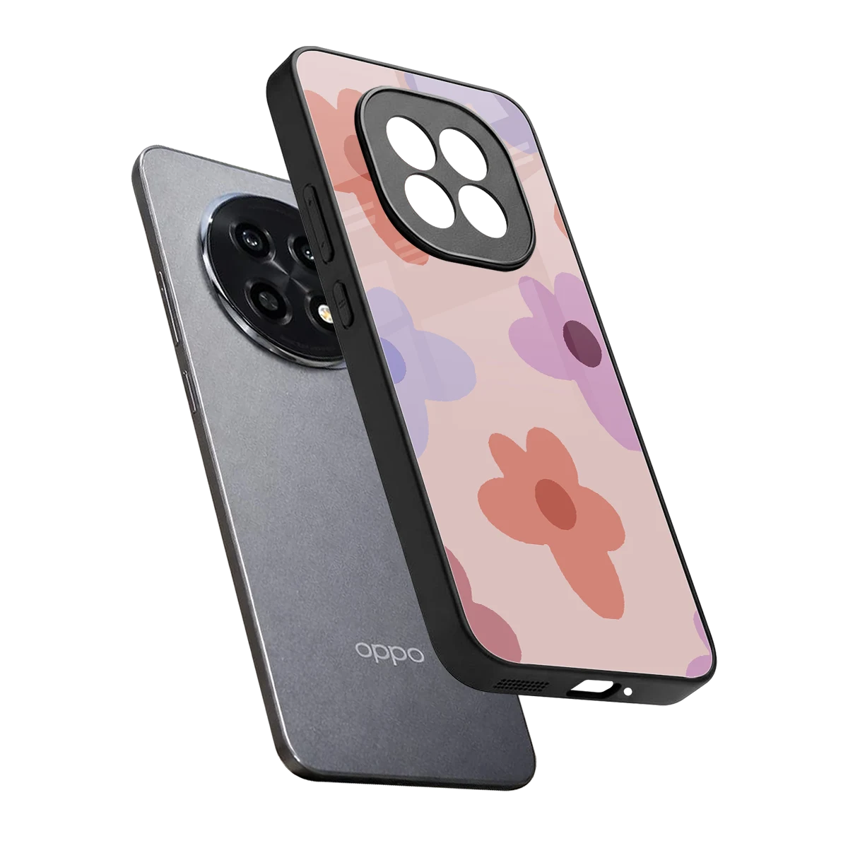 Floral Caramel sleek oppo f29 pro 5g cover with tempered glass back and TPU edges