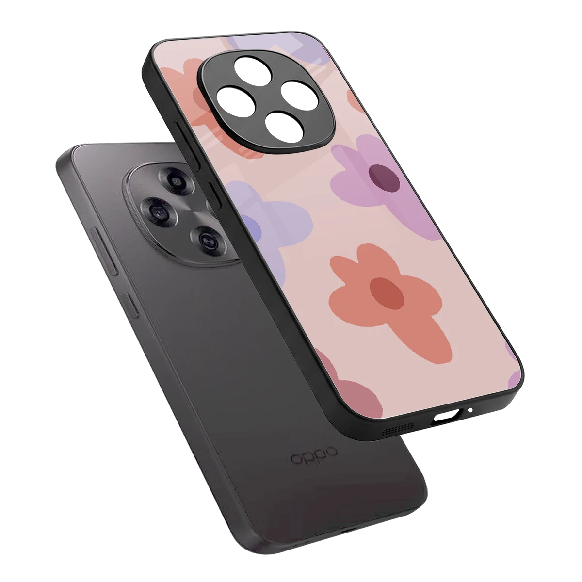 Floral Caramel sleek oppo f31 pro 5g cover with tempered glass back and TPU edges