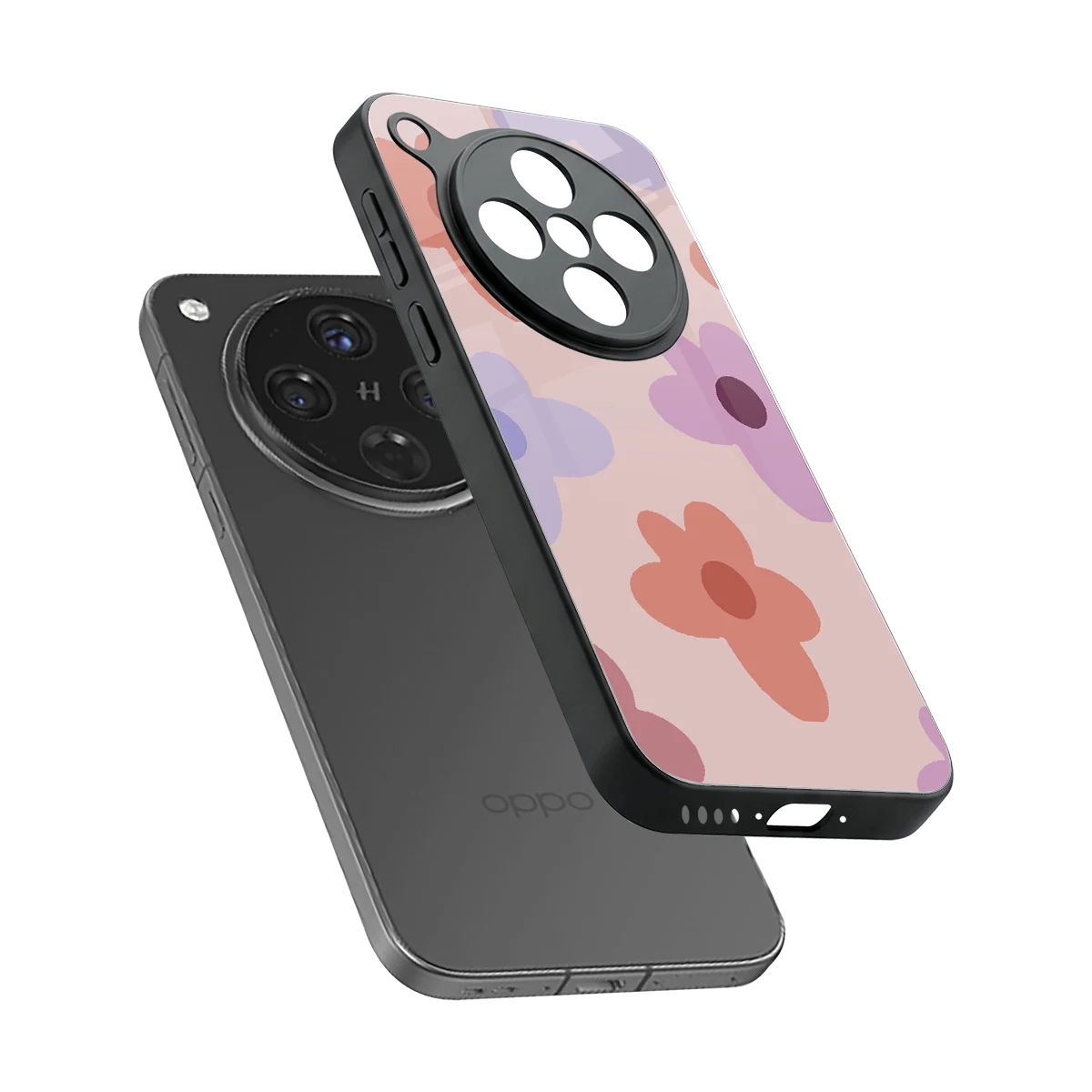 Floral Caramel sleek oppo find x8 cover with tempered glass back and TPU edges