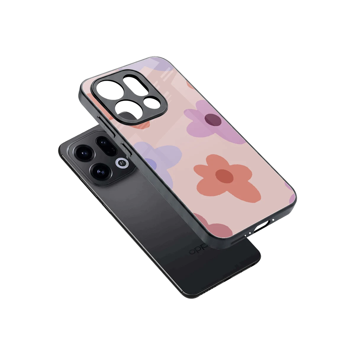 Floral Caramel sleek oppo find x9 cover with tempered glass back and TPU edges