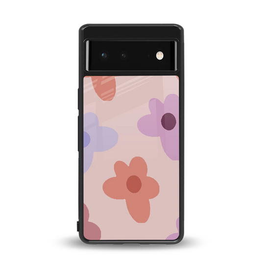Floral Caramel back phone cover | glass case for google pixel 6a
