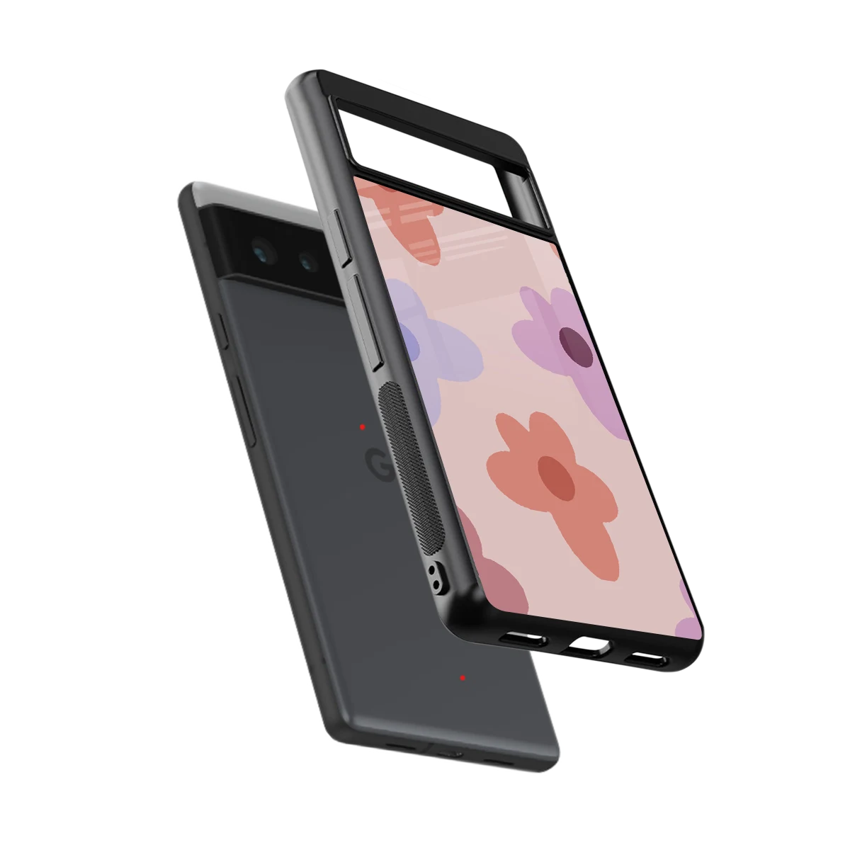 Floral Caramel sleek google pixel 6 cover with tempered glass back and TPU edges