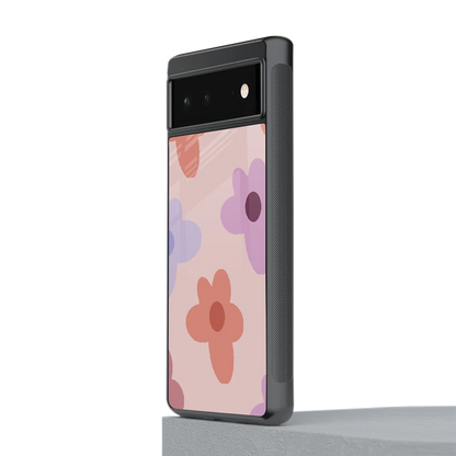 Floral Caramel stylish phone case for google pixel 6a | glossy glass and slim fit