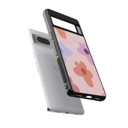 Floral Caramel sleek google pixel 7 cover with tempered glass back and TPU edges