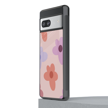 Floral Caramel stylish phone case for google pixel 7a | glossy glass and slim fit