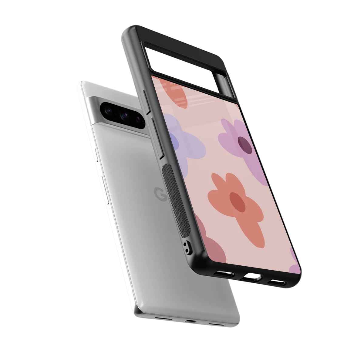 Floral Caramel sleek google pixel 8 pro cover with tempered glass back and TPU edges