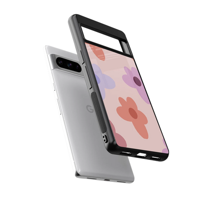 Floral Caramel sleek google pixel 8 pro cover with tempered glass back and TPU edges
