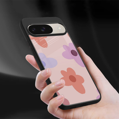 Floral Caramel sleek google pixel 9 cover with tempered glass back and TPU edges