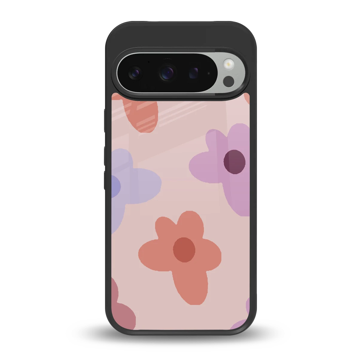 Floral Caramel back phone cover | glass case for google pixel 9 pro
