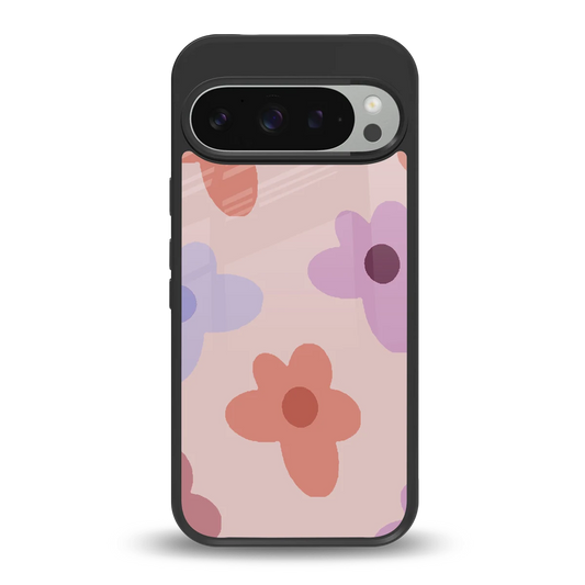 Floral Caramel back phone cover | glass case for google pixel 9 pro