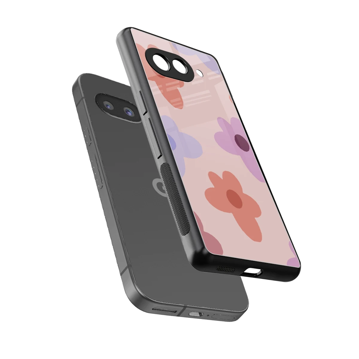 Floral Caramel sleek google pixel 10a cover with tempered glass back and TPU edges