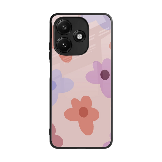 Floral Caramel back phone cover | glass case for redmi 12 5g