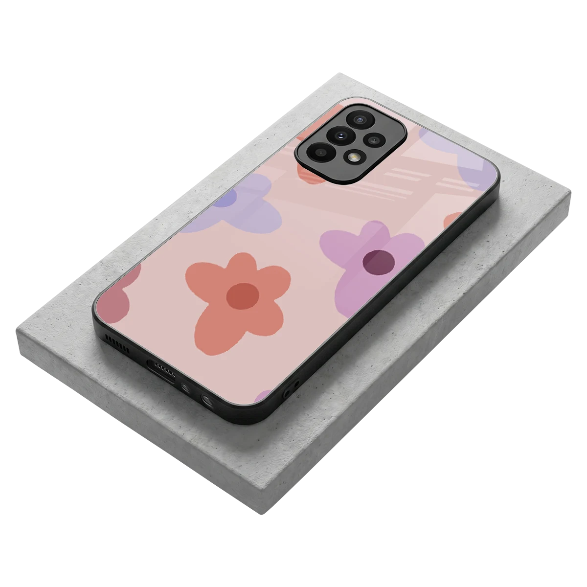Floral Caramel stylish phone case for samsung galaxy a23 | glossy glass and slim fit