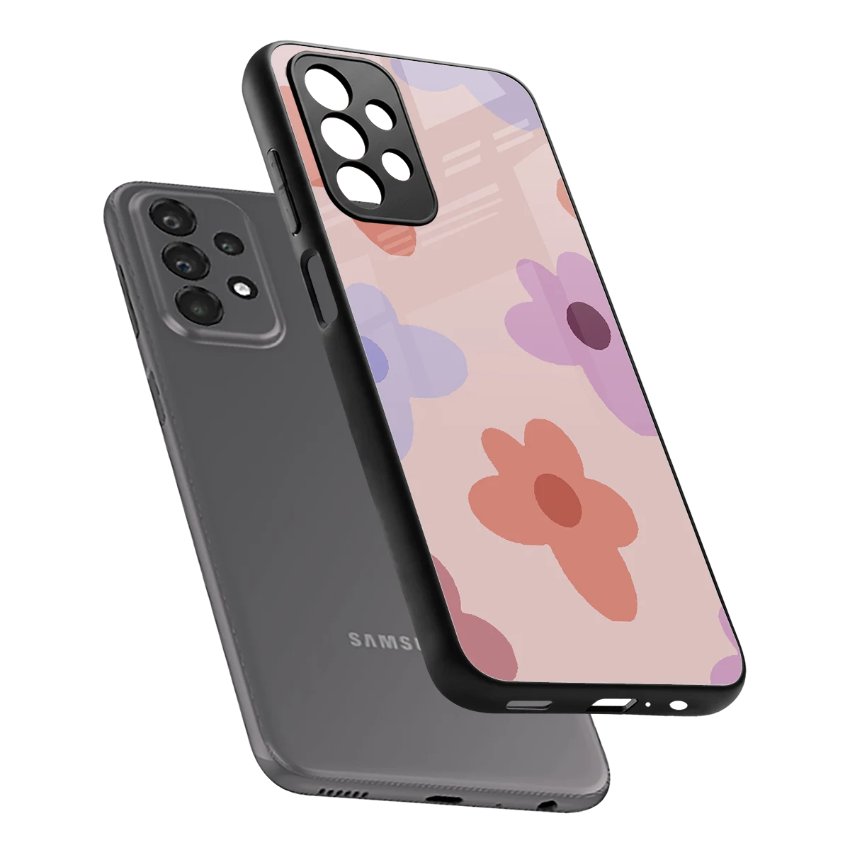 Floral Caramel sleek samsung galaxy a23 cover with tempered glass back and TPU edges
