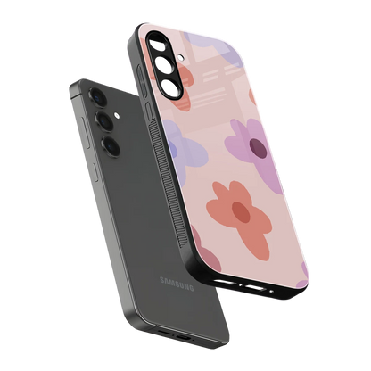 Floral Caramel sleek samsung galaxy a55 5g cover with tempered glass back and TPU edges