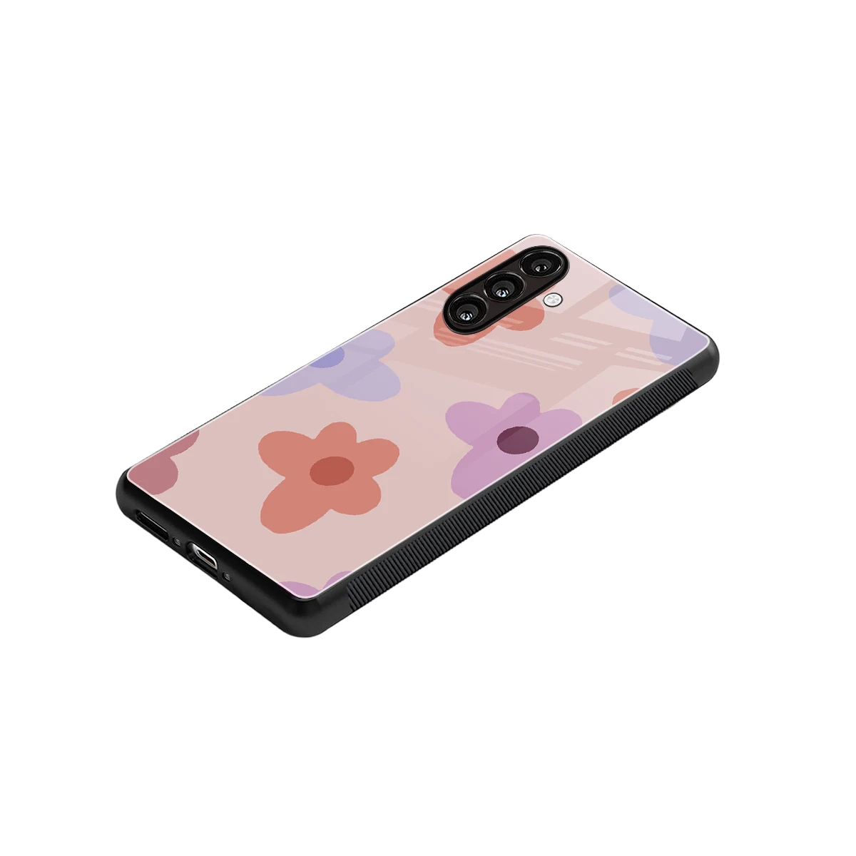 Floral Caramel stylish phone case for samsung galaxy a55 5g | glossy glass and slim fit