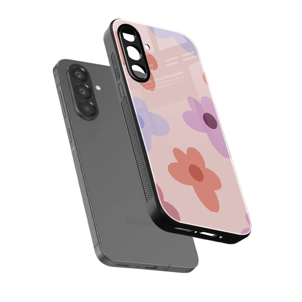 Floral Caramel sleek samsung galaxy a36 5g cover with tempered glass back and TPU edges