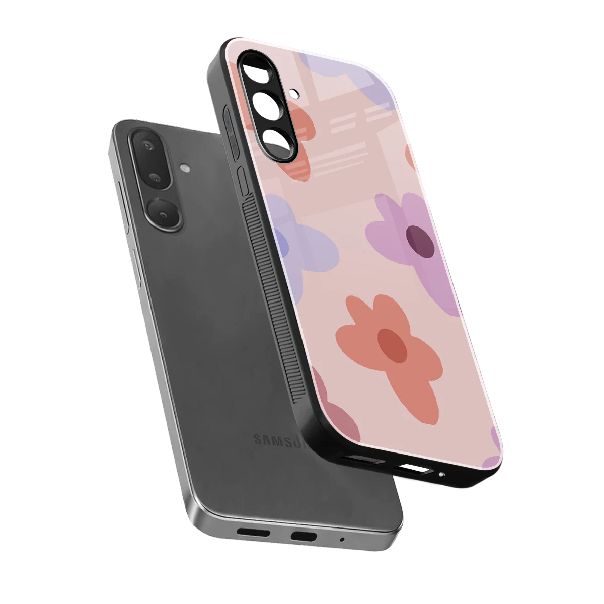 Floral Caramel sleek samsung galaxy m36 5g cover with tempered glass back and TPU edges