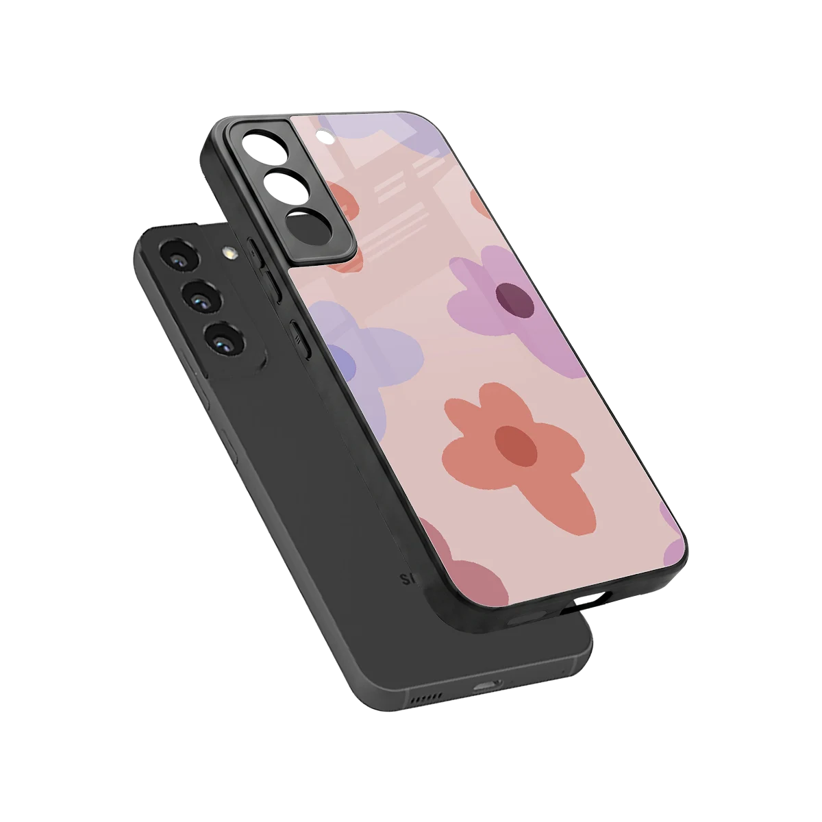 Floral Caramel sleek samsung galaxy s22 cover with tempered glass back and TPU edges