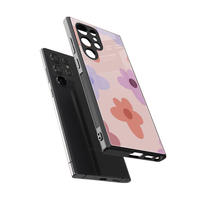 Floral Caramel sleek samsung galaxy s23 ultra cover with tempered glass back and TPU edges