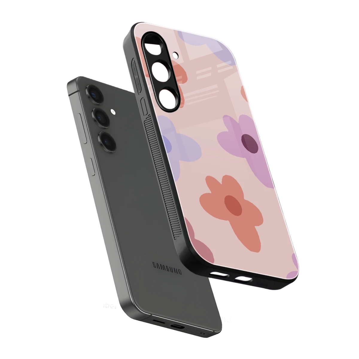 Floral Caramel sleek samsung galaxy s23 fe cover with tempered glass back and TPU edges