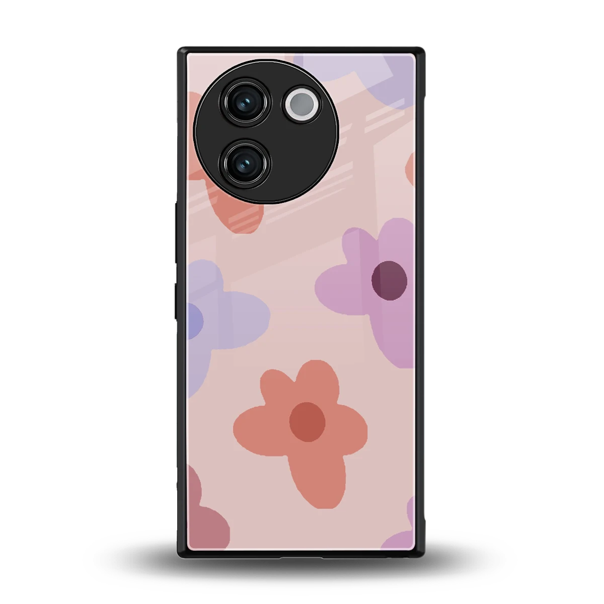 Floral Caramel back phone cover | glass case for vivo v30e