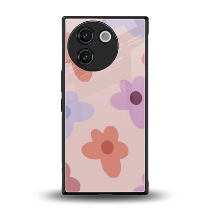 Floral Caramel back phone cover | glass case for vivo v30e