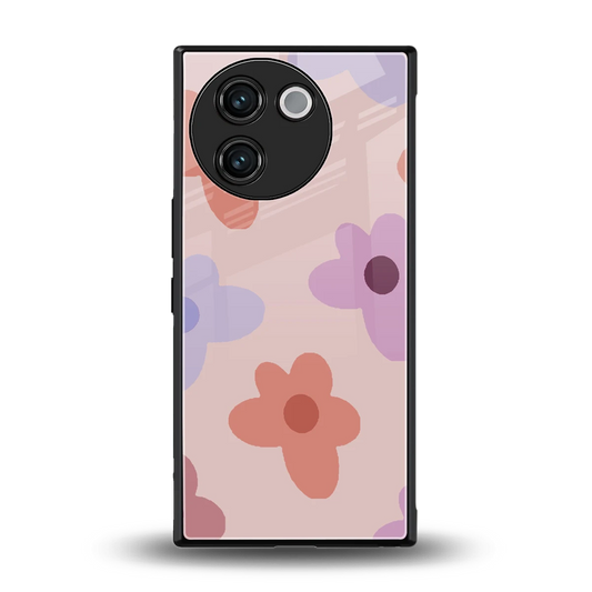 Floral Caramel back phone cover | glass case for vivo v30e