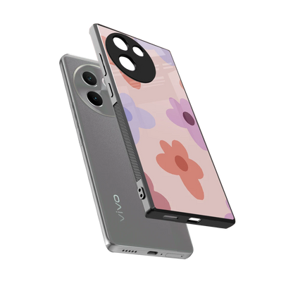 Floral Caramel sleek vivo v30e cover with tempered glass back and TPU edges