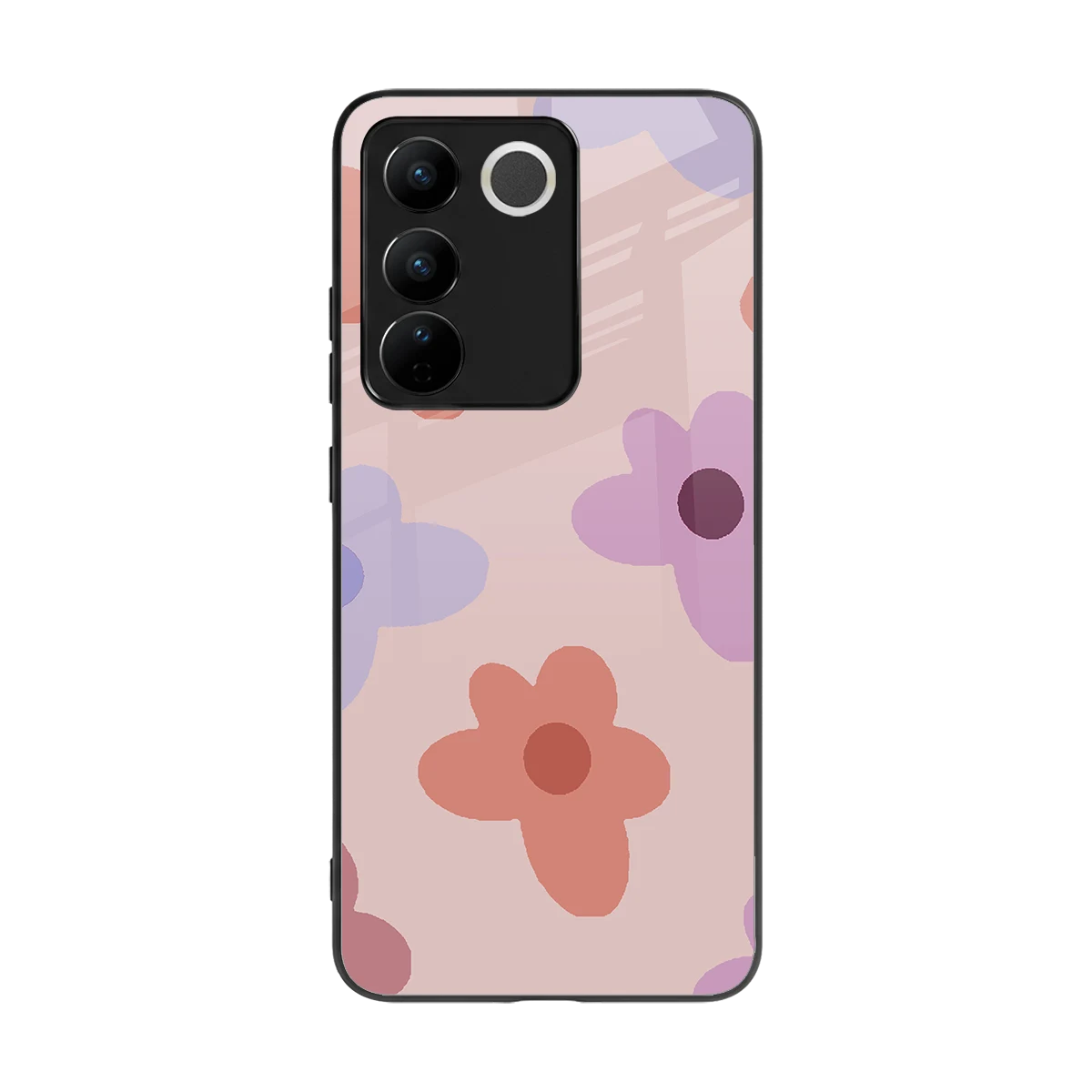 Floral Caramel back phone cover | glass case for vivo v27 5g