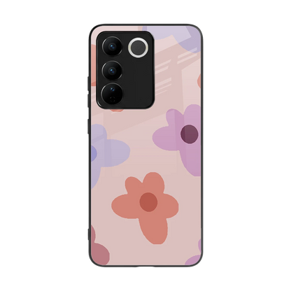 Floral Caramel back phone cover | glass case for vivo v27 5g