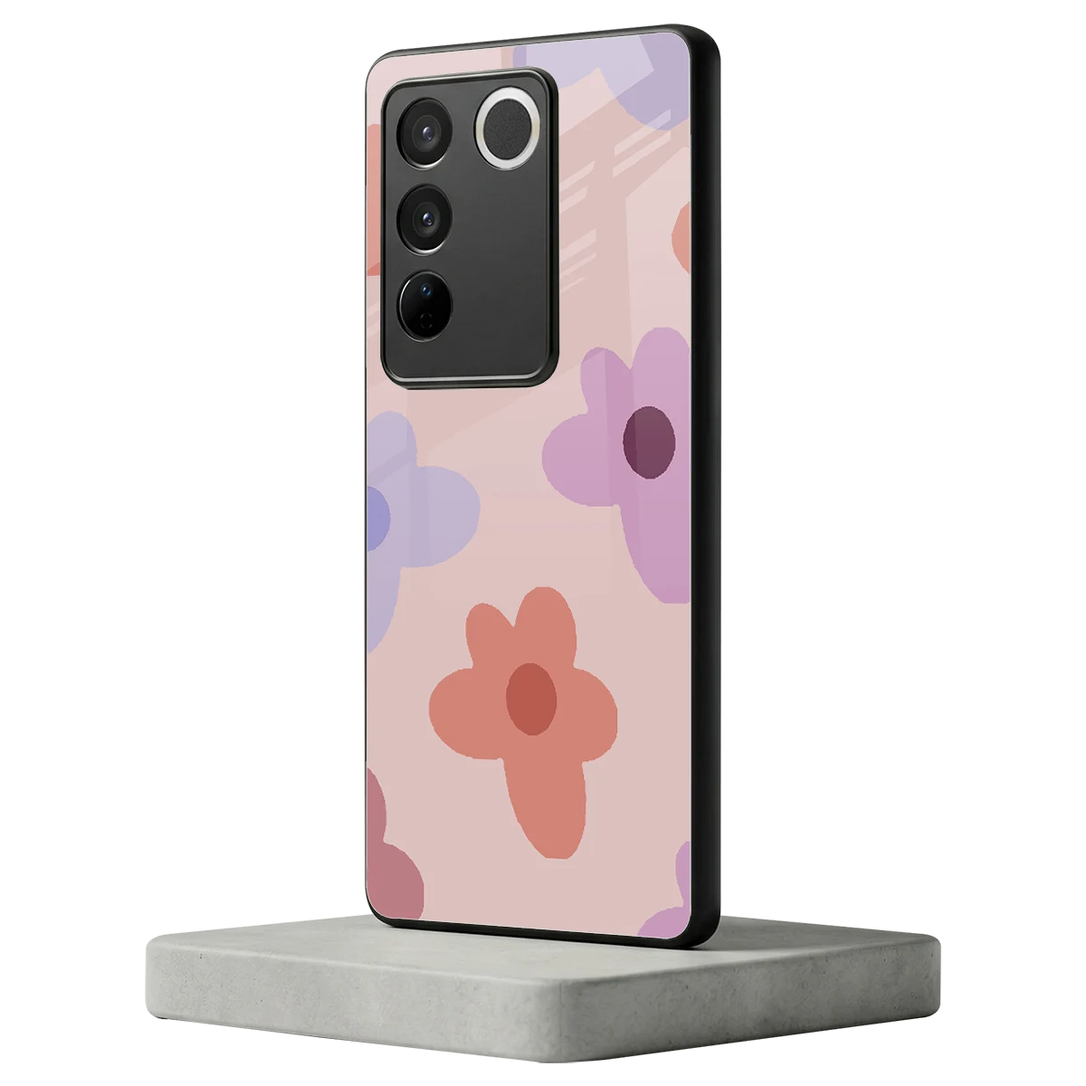 Floral Caramel vivo v27 5g mobile cover | shockproof glass phone case