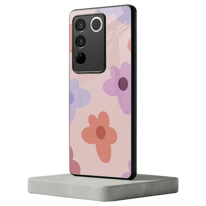Floral Caramel vivo v27 5g mobile cover | shockproof glass phone case