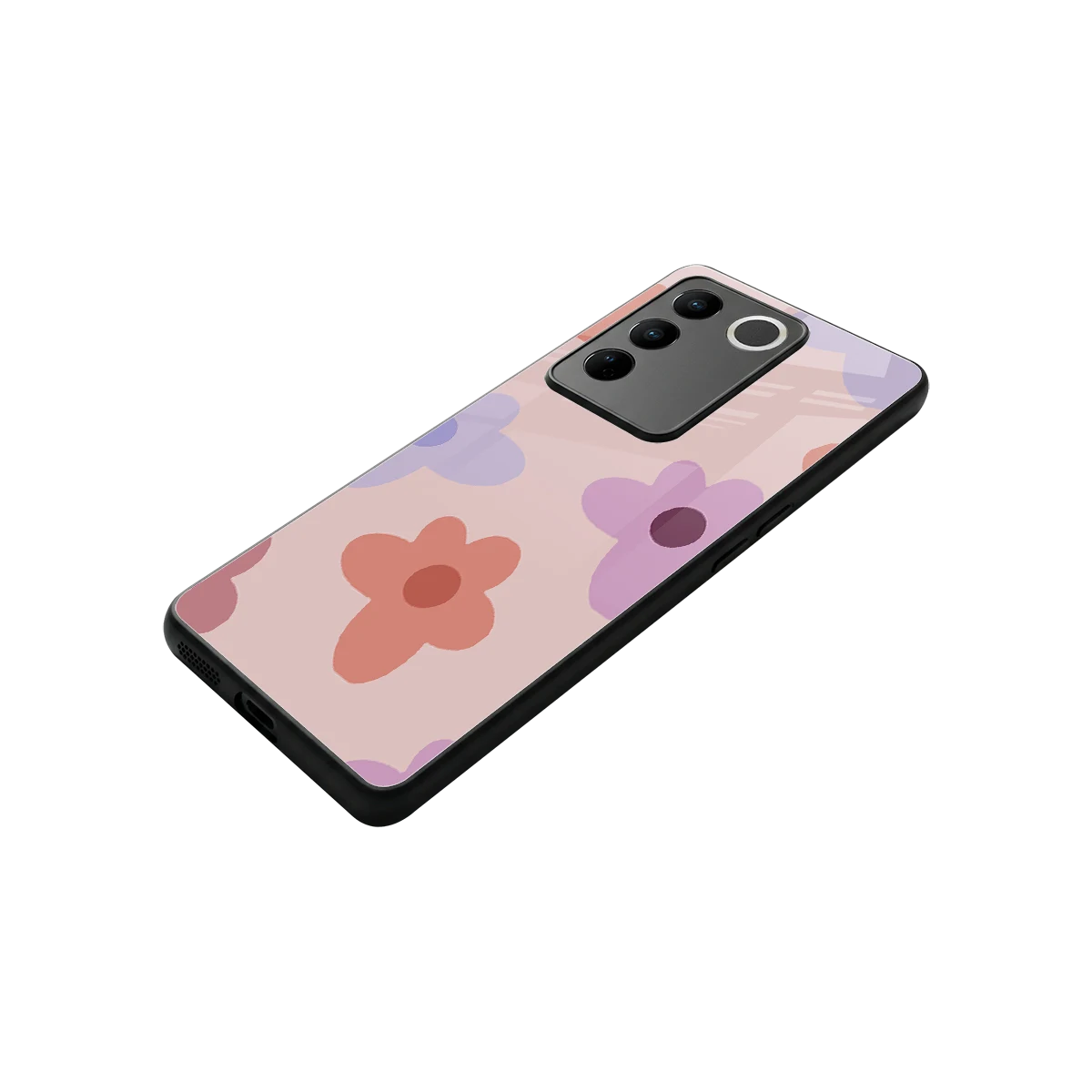 Floral Caramel stylish phone case for vivo v27 5g | glossy glass and slim fit