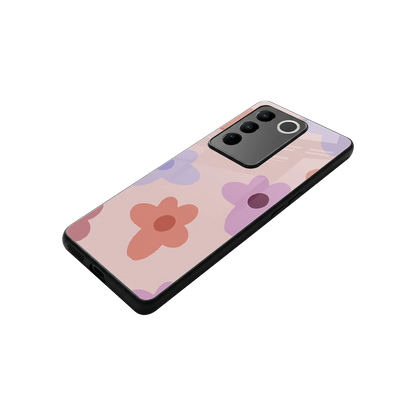 Floral Caramel stylish phone case for vivo v27 5g | glossy glass and slim fit