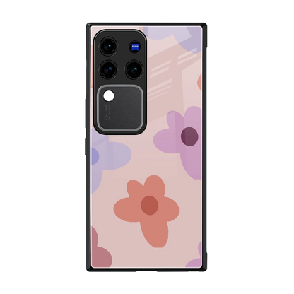 Floral Caramel back phone cover | glass case forvivo v30 pro