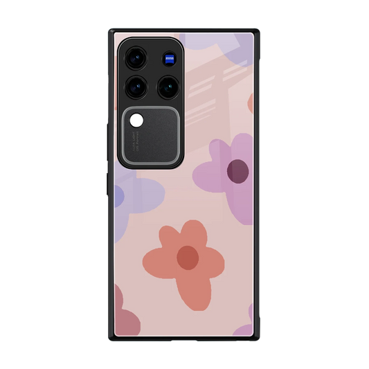 Floral Caramel back phone cover | glass case forvivo v30 pro