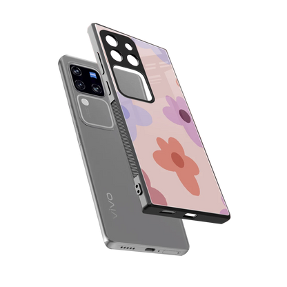 Floral Caramel sleekvivo v30 pro cover with tempered glass back and TPU edges