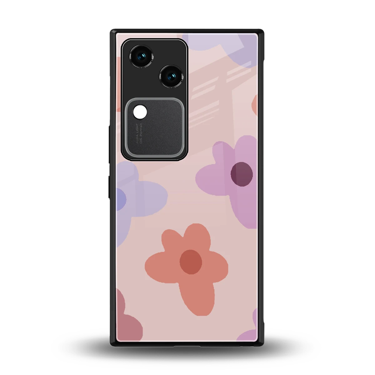 Floral Caramel back phone cover | glass case for vivo v30