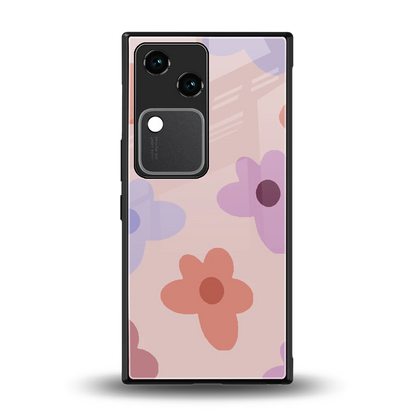 Floral Caramel back phone cover | glass case for vivo v30