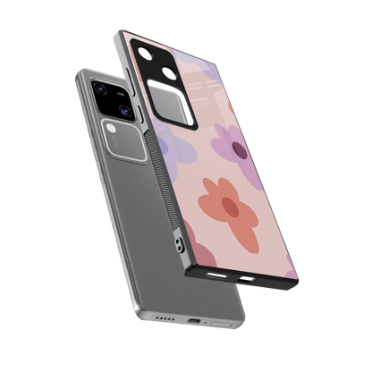 Floral Caramel sleek vivo v30 cover with tempered glass back and TPU edges