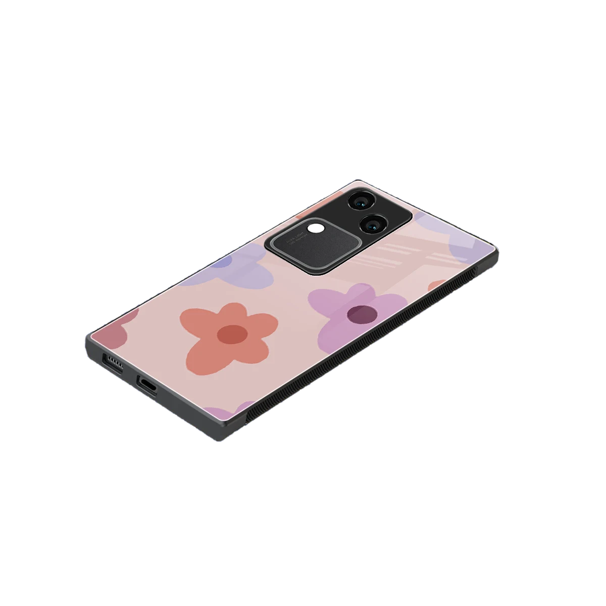 Floral Caramel stylish phone case for vivo v30 | glossy glass and slim fit