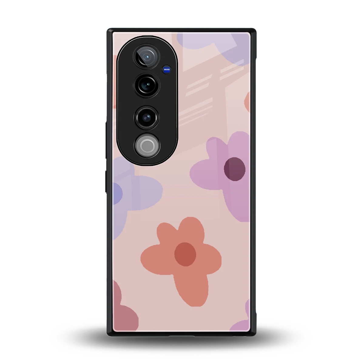 Floral Caramel back phone cover | glass case for vivo v40 pro