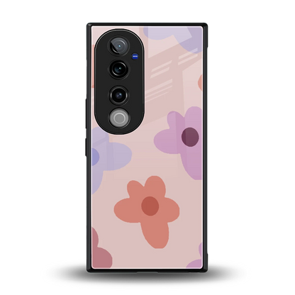 Floral Caramel back phone cover | glass case for vivo v40 pro