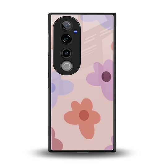 Floral Caramel back phone cover | glass case for vivo v40 pro