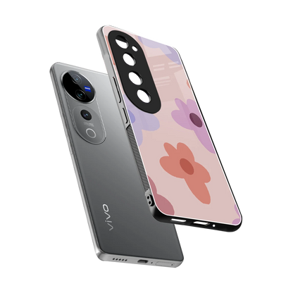 Floral Caramel sleek vivo v40 pro cover with tempered glass back and TPU edges