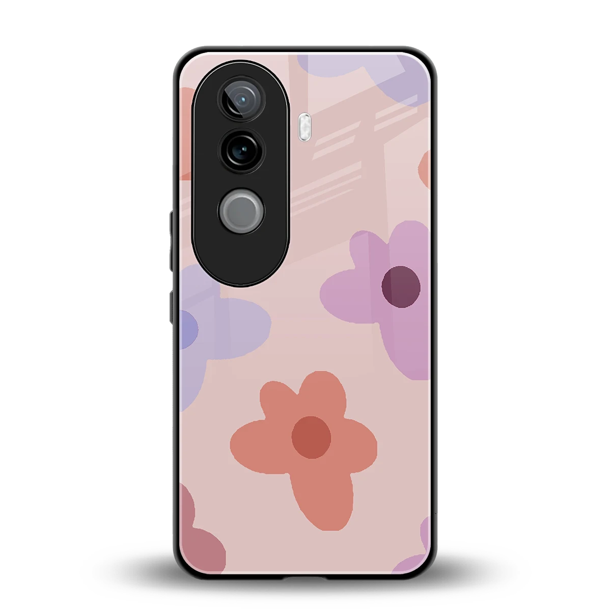 Floral Caramel back phone cover | glass case for vivo v40e