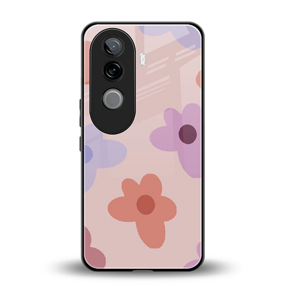 Floral Caramel back phone cover | glass case for vivo v40e