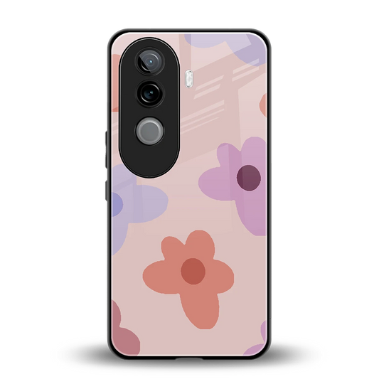 Floral Caramel back phone cover | glass case for vivo v40e