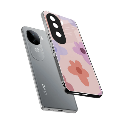 Floral Caramel sleek vivo v40e cover with tempered glass back and TPU edges